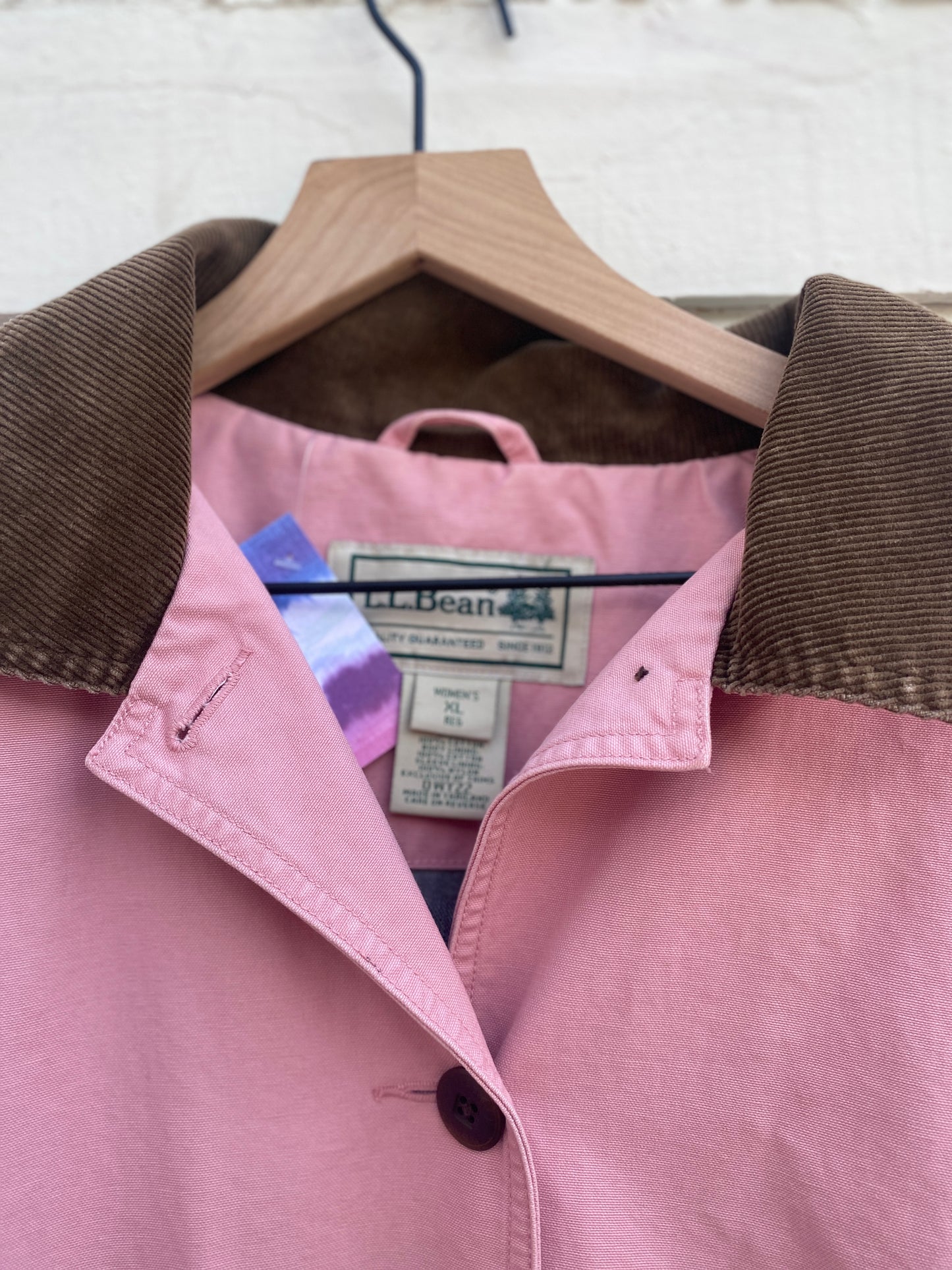 Vintage LL Bean Pink Jacket Cord Collar Womens XL