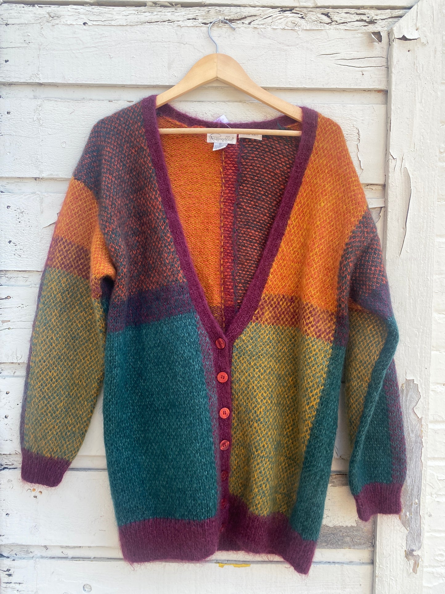 Vintage mohair blend cardigan tagged medium but fits large see measurement