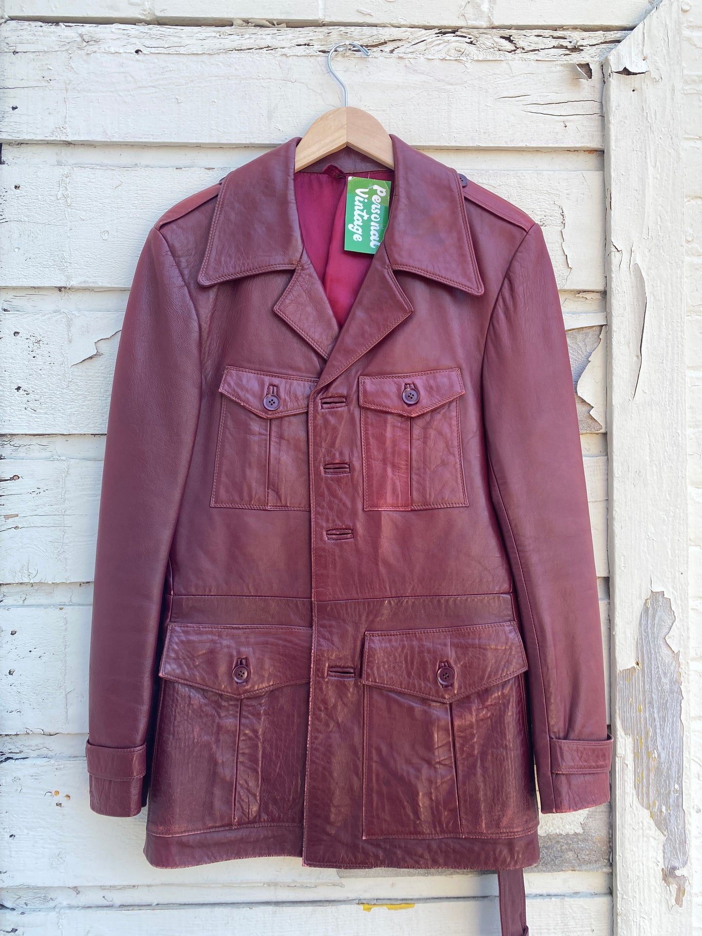 Vintage 1970s Burgundy Red Leather Jacket  medium