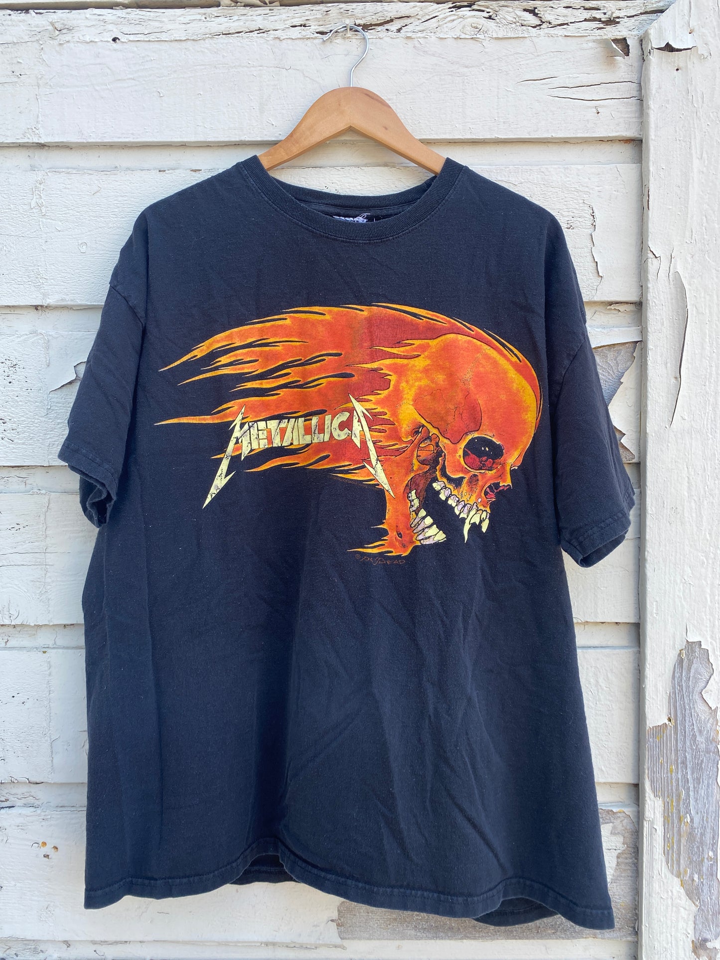 Vintage Metallica Pushead Flame Skull Tshirt XL