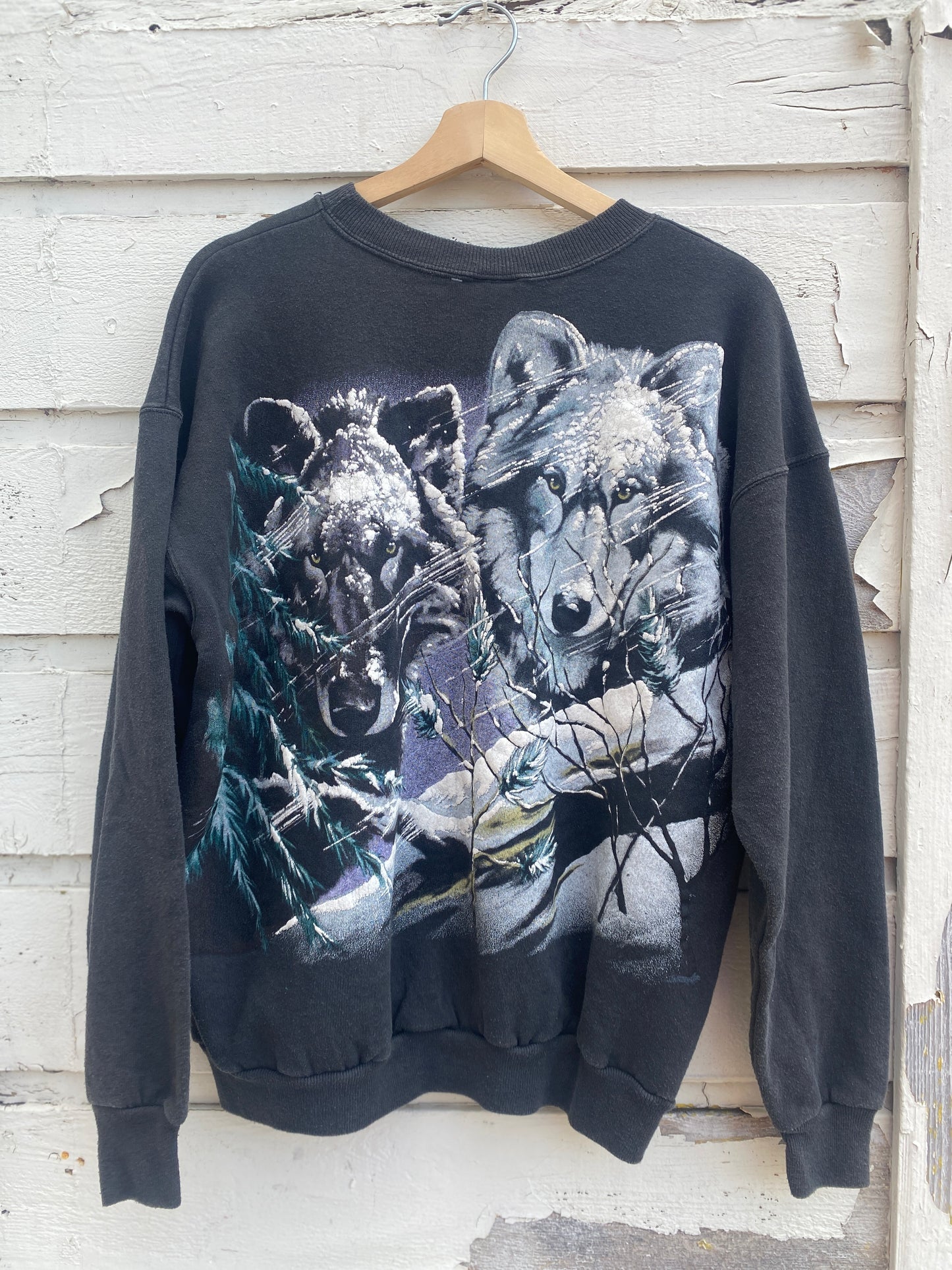 Vintage Wolves Crewneck Sweatshirt Large