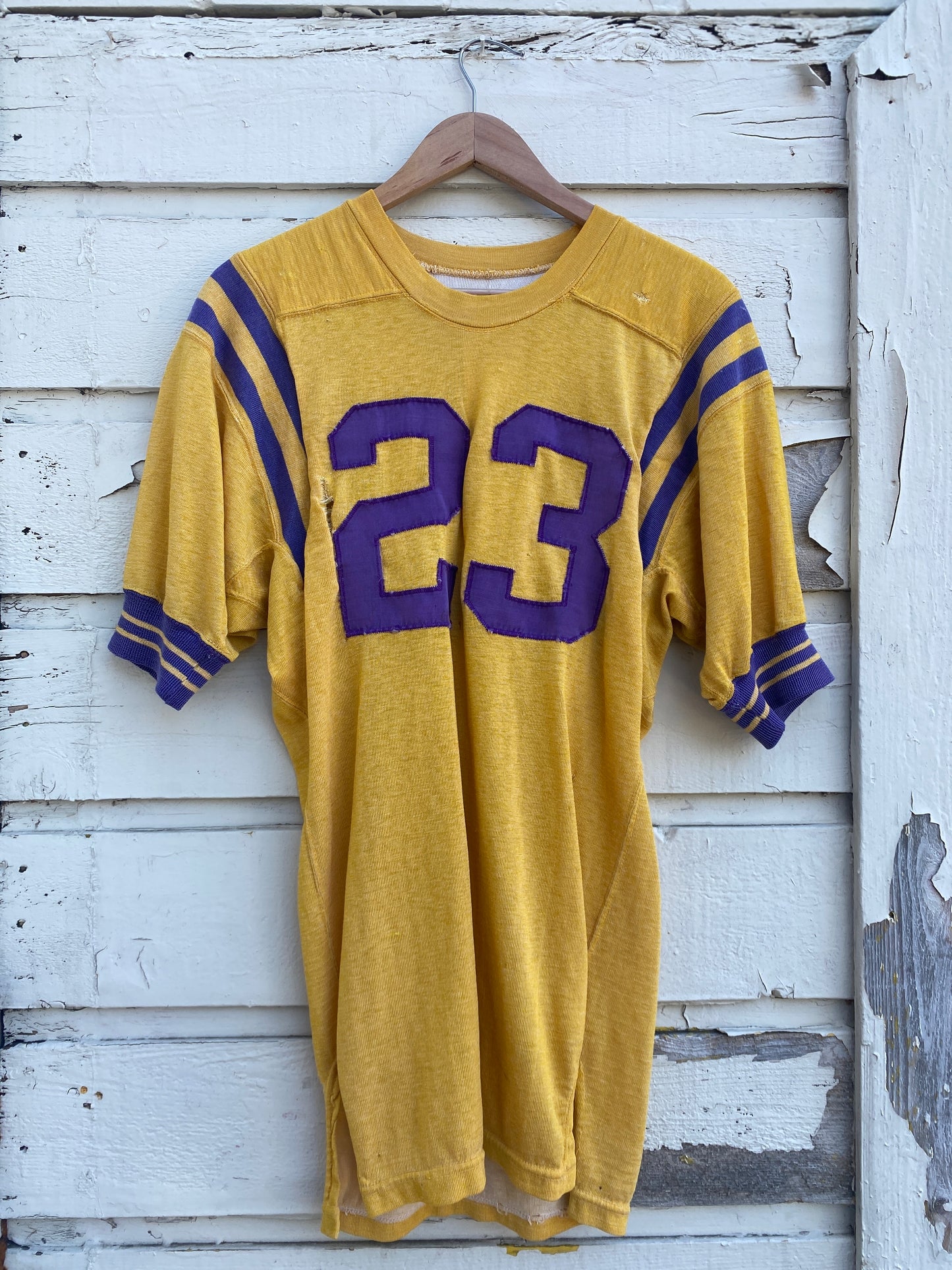 Vintage distressed football rayon blend jersey Large