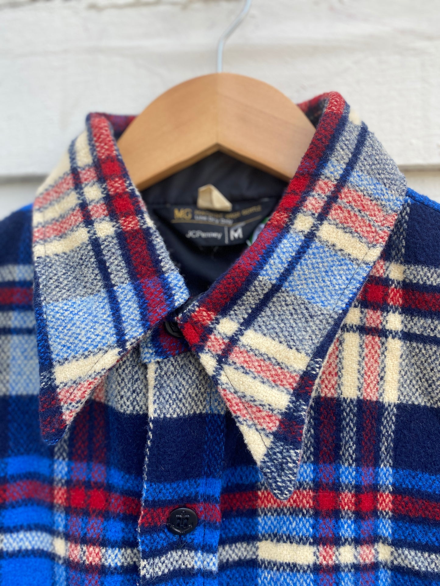 Vintage blue red and white flannel medium